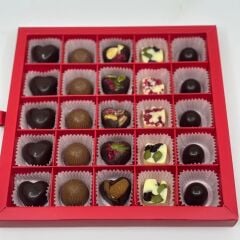 Premium Dolgulu & Kafes Belçika Çikolata Kutusu – 25’li Kutu
